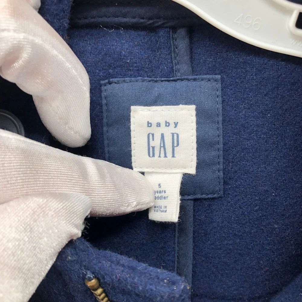 Baby Gap Toggle Coat Toddler 5T Navy Blue Wool Blend Hooded Jacket Preppy